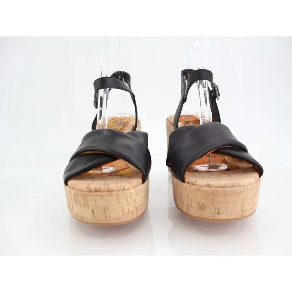 Kork-Ease Korks Calda Sandals Women's 10 Black Platform Chunky Slingback Y2K